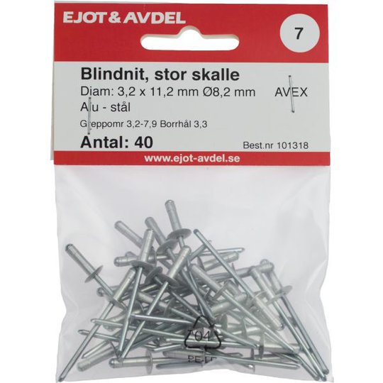 Ejot 101318 Vetoniitit AVEX, suuri kanta 3,2 x 11,2 mm, 40 kpl