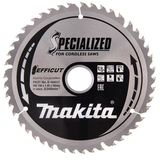Makita B-68622 Sahanterä 190 mm, 45 hammasta