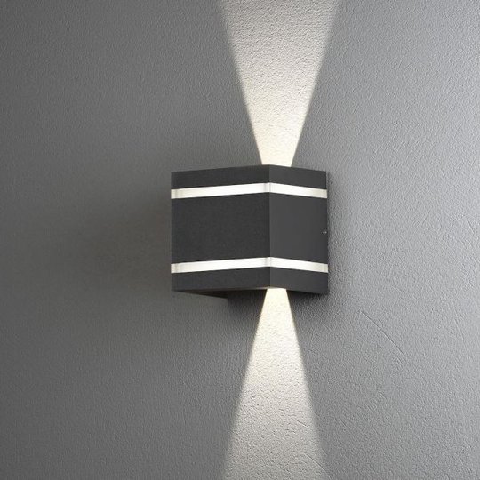 Konstsmide Cremona Seinävalaisin LED, tummanharmaa 2x3 W