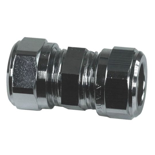 Gelia 3006111082 Kiristysrengasliitin suora, kupari-kupari, kromi 12 mm