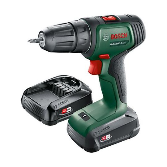 Bosch DIY Universal Drill 18 + SystemBox Porakone-ruuvinväännin sis. lisätarvikesarjan, akun ja laturin