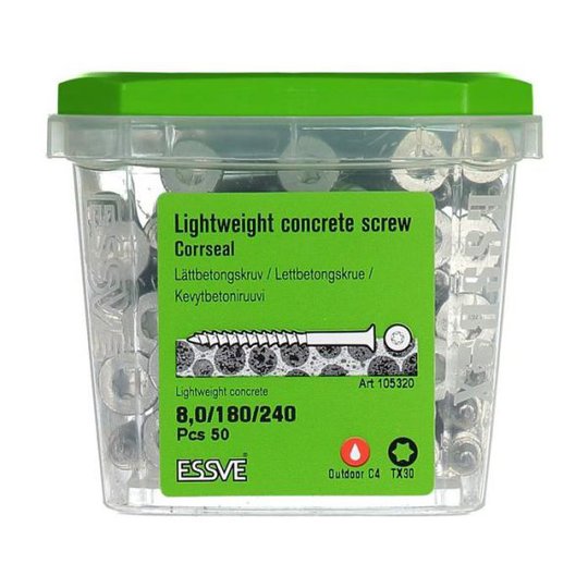 ESSVE CorrSeal TX30 Kevytbetoniruuvi 8,0x240mm 50 kpl