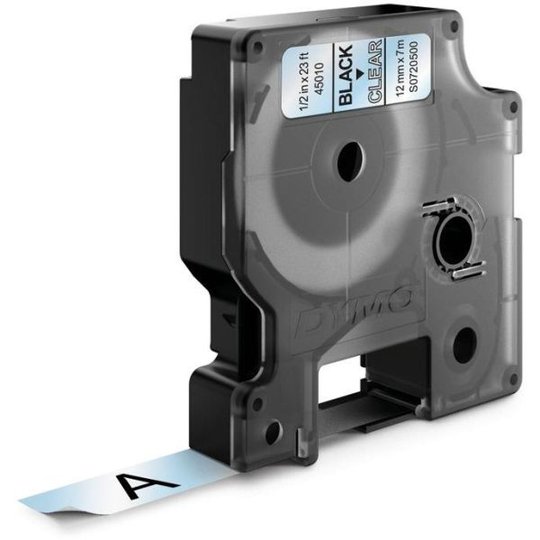 DYMO Standard D1 Teippi 12mm Musta teksti, läpinäkyvä pohja