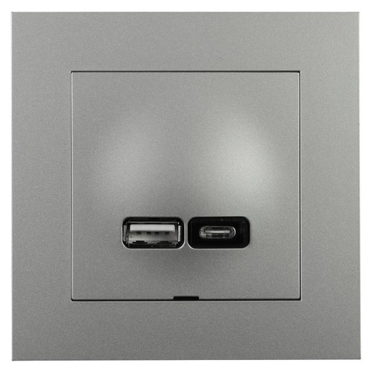Elko EKO07081 Latausliitäntä USB A+C Plus Alumiini