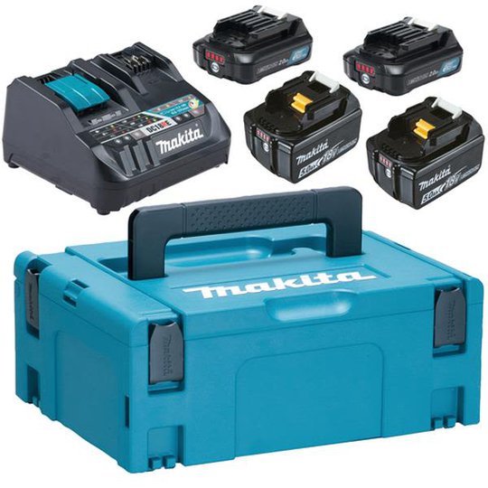Makita Powerpack 199025-0 Latauslaite 2 kpl 2,0 Ah akut, laturi, laukku