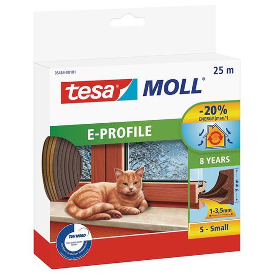 Tesa E-list 05464-00101-00 Kuminen tiivistenauha EPDM, 25 m, 9 mm x 4 mm Ruskea