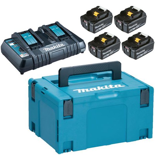 Makita Powerpack 198091-4 Kaksoislatauslaite 4 x 6,0 Ah + laturi ja laukku