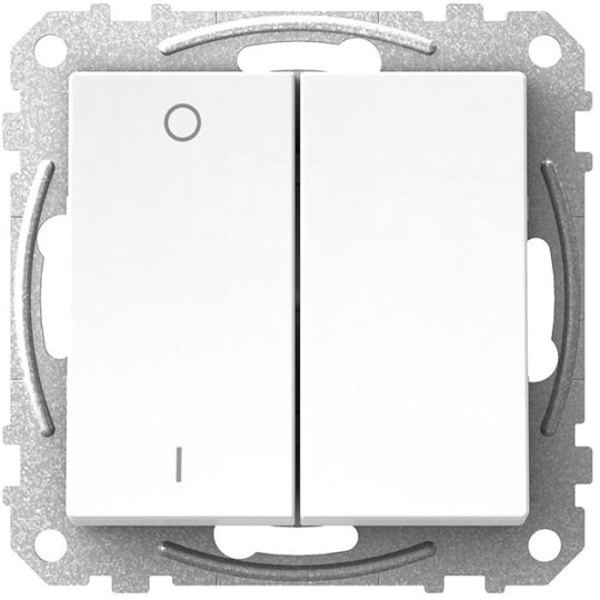 Schneider Electric Exxact WDE002141 Kytkin nelikulmainen keinuvipu, ilman kouria, valkoinen 2 +1-napainen