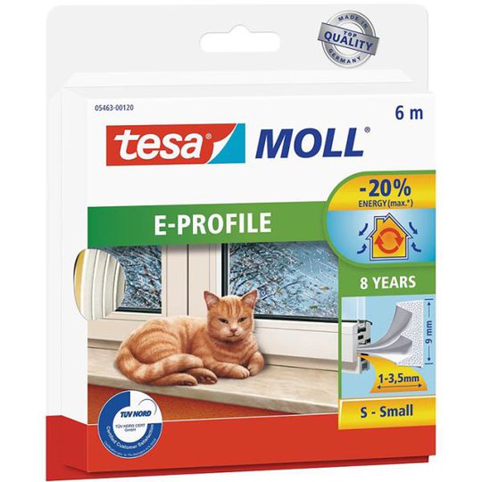 Tesa E-list 05463-00120-00 Kuminen tiivistenauha EPDM, 6 m, 9 mm x 4 mm Läpinäkyvä