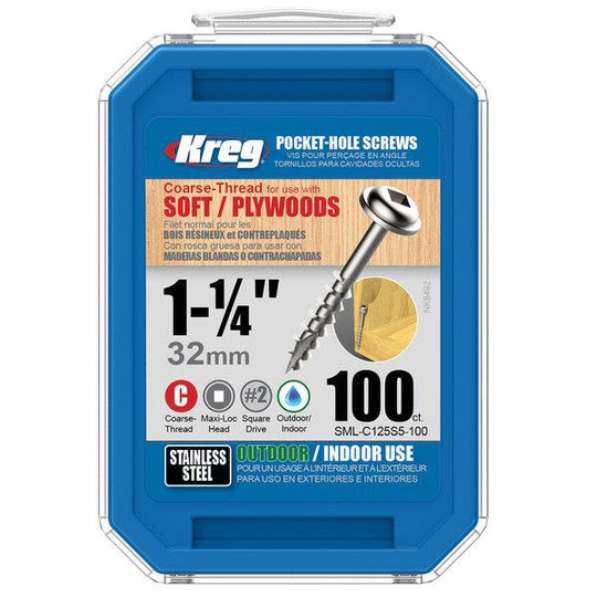 Kreg SML-C125S5-100 Ruuvi 32 mm, ruostumatonta terästä 100 kpl:n pakkaus