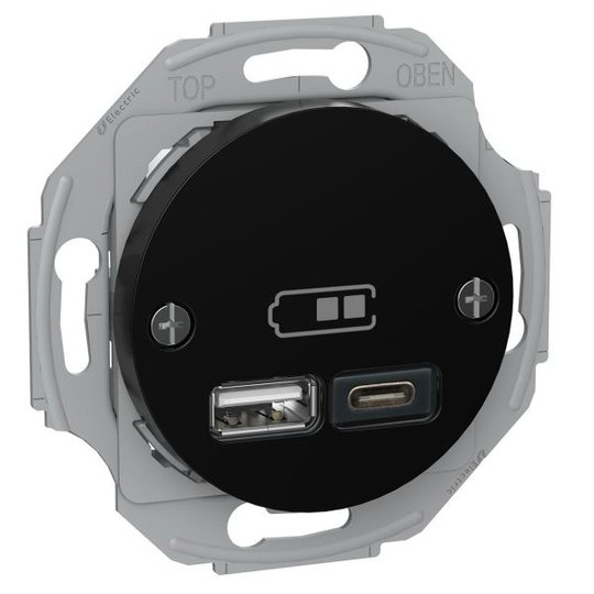 Schneider Electric Renova USB-liitäntä USB tyyppi A+C Musta