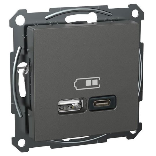 Schneider Electric Exxact USB-liitäntä USB tyyppi A+C Antrasiitti