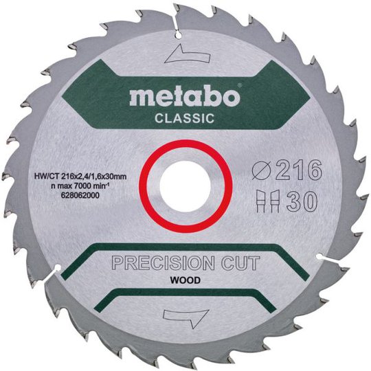 Metabo 628062000 Sahanterä 216x30 mm, 30T