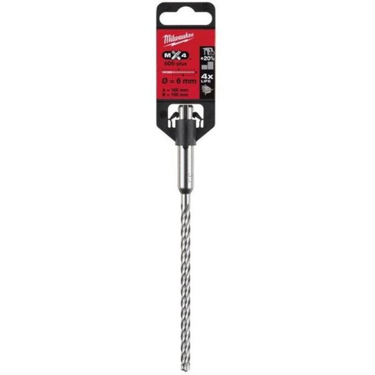 Milwaukee MX4 Vasaraporanterä SDS-Plus, 4-särmäinen 6x165 mm.