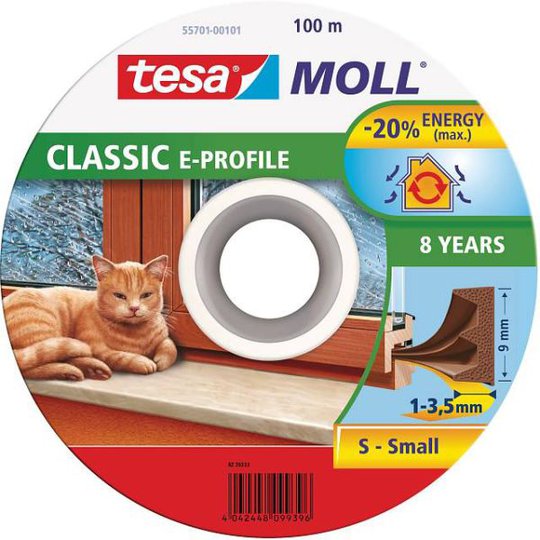 Tesa E-list 55701-00101-00 Kuminen tiivistenauha EPDM, 100 m, 9 mm x 4 mm Ruskea
