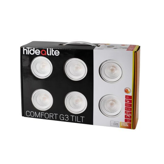 Hide-a-Lite Comfort G3 Tilt Alasvalo valkoinen, 6-pack 2000-2700 K