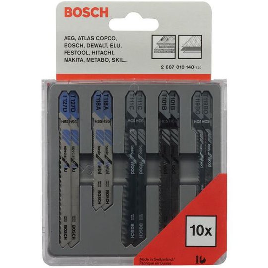 Bosch 2607010148 Metal and Wood Pistosahanteräsarja 10 osaa