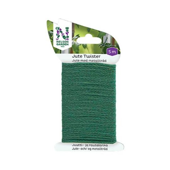 Nelson Garden Jute Twister Rautalanka sidontaan vihreä, 5 m