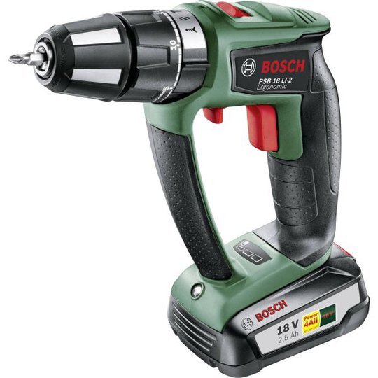 Bosch DIY PSB 18 LI-2 ERGO Iskuporakone 2,5 Ah akulla ja laturilla