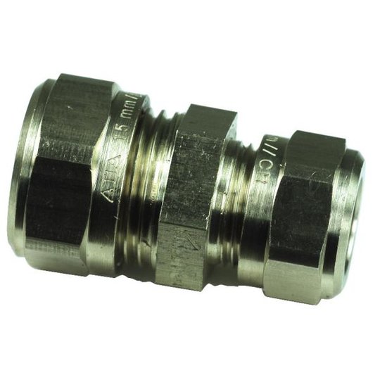 Gelia 3006111302 Kiristysrengasliitin suora, kupari-kupari, supistettu, messinki 12 x 10 mm