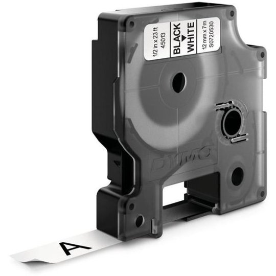 DYMO Standard D1 Teippi 12mm Musta teksti, valkoinen pohja