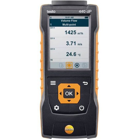 Testo 440 dP Monitoimimittari ilmanvaihdon ja sisäilmaston mittauksiin