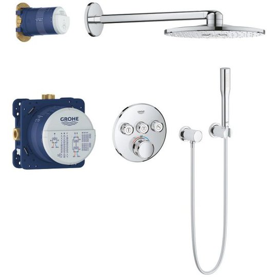 Grohe Grohtherm SmartControl Kattosuihkusarja Rainshower Smartactive 310:llä Pyöreä yläsuihku