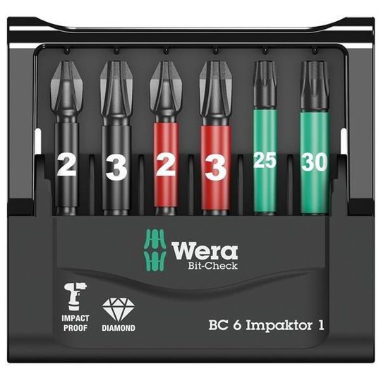 Wera Impaktor 1 SB 073890 Ruuvikärkisarja 6-osainen