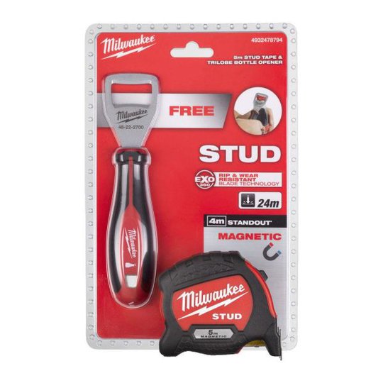 Milwaukee STUD Trilobe Promo Set Mittanauha 5 m, pullonavaajalla