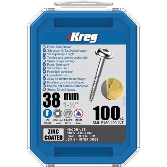 Kreg SML-F150-100-INT Ruuvi 38 mm Ø, sinkitty, Maxi-Loc 100-pakkaus