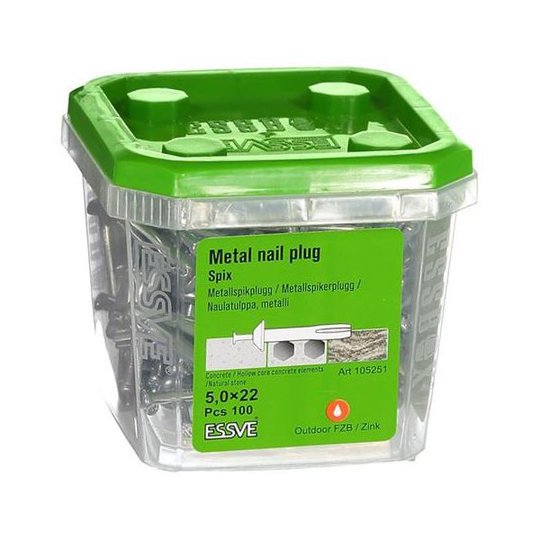 ESSVE Spix ZN Metallinaulatulppa 100 kpl:n pakkaus 5,0x22mm