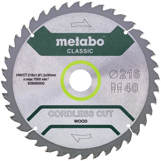 Metabo 628065000 Sahanterä 216x30 mm, 40T