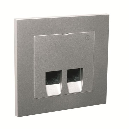 Elko EKO04821 Modulaarinen pistorasia RJ45-lähtö, alumiini 2 liitäntää