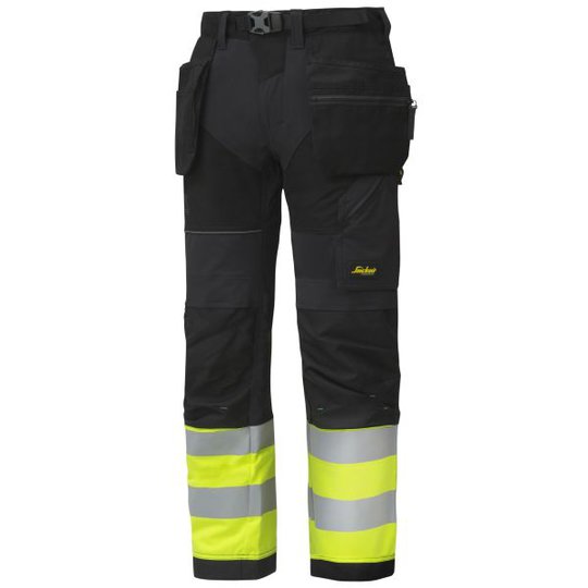 Snickers 6931 FlexiWork Housut Hi-Vis, keltainen