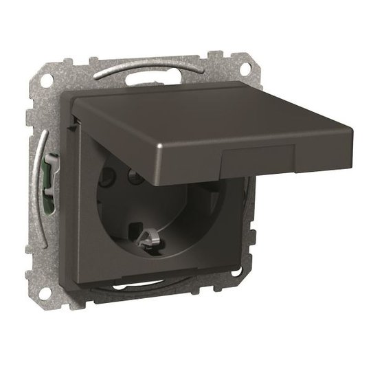 Schneider Electric WDE003177 Seinäpistorasia 1-osainen, maadoitettu, kansi Antrasiitti