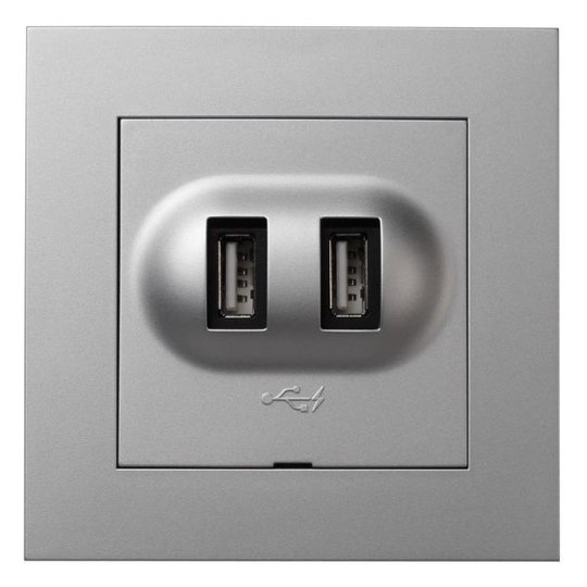 Elko EKO05984 Latausliitäntä USB 2,1 A, PLUS Alumiini