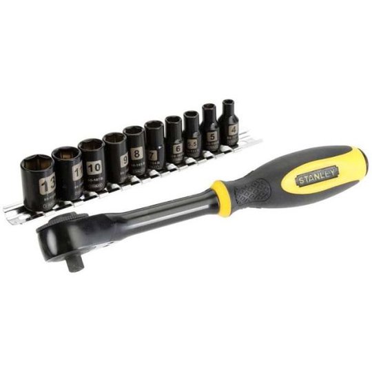 STANLEY 0-94-607 Räikkälenkkiavain 1/4", hylsysarja 4-13 mm, 11 osaa