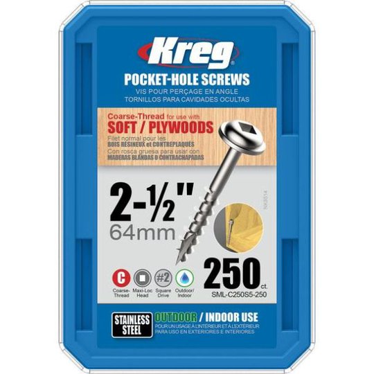 Kreg SML-C250S5-250 Ruuvi 64 mm, ruostumatonta terästä 250 kpl:n pakkaus