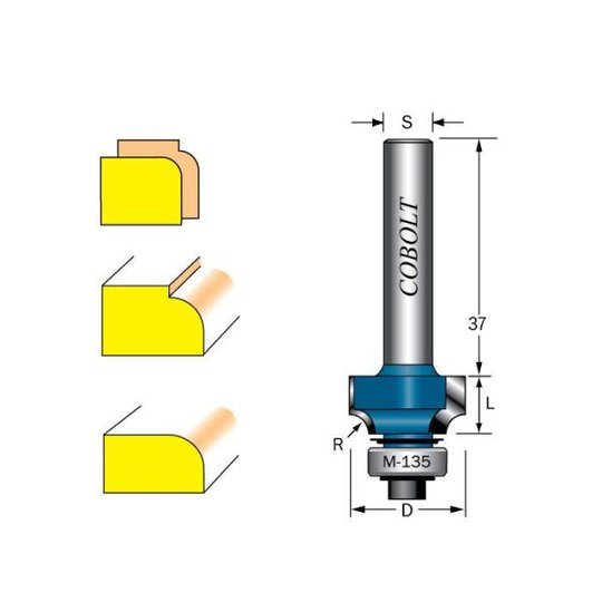 Cobolt 217-050 Pyöristysjyrsin R=5 D=23 L=10