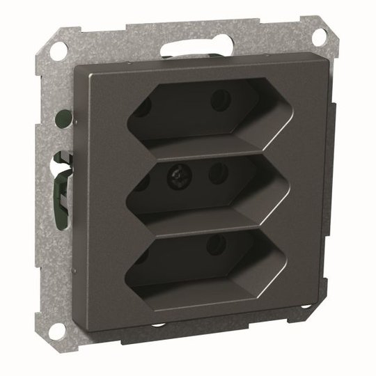 Schneider Electric Exxact Seinäpistorasia 3-osainen, 2,5 A Antrasiitti