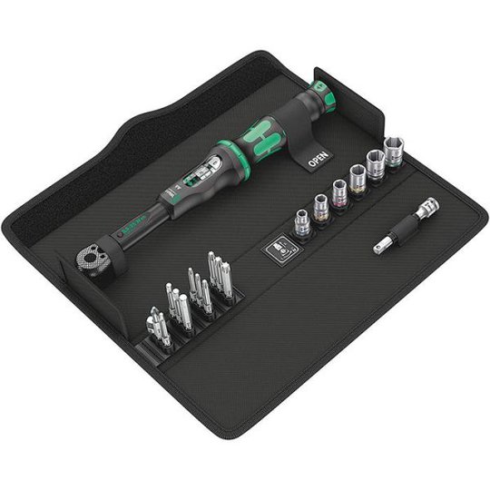 Wera Click Torque A6 set 1 Momenttiavain mukana tarvikkeet ja laukku