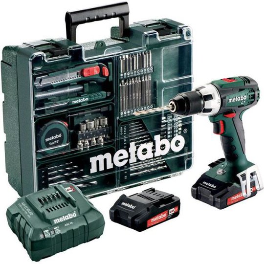 Metabo BS 18 LT SET Porakone-ruuvinväännin sis. 2,0 Ah:n akut, laturi & tarvikkeita