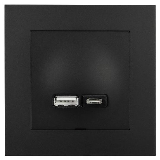 Elko EKO07074 Latausliitäntä USB A+C Plus Musta