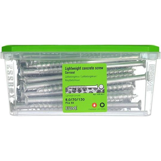 ESSVE CorrSeal TX30 Kevytbetoniruuvi 8,0x130mm 50 kpl