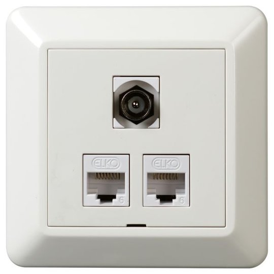 Elko EKO05583 Pistorasia 2 x RJ45/1xIEC, uros