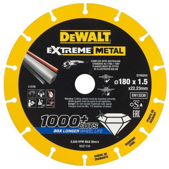 Dewalt Extreme Metal Diamond Edge Timanttikatkaisulaikka 180 x 22,23 x 1,5 mm