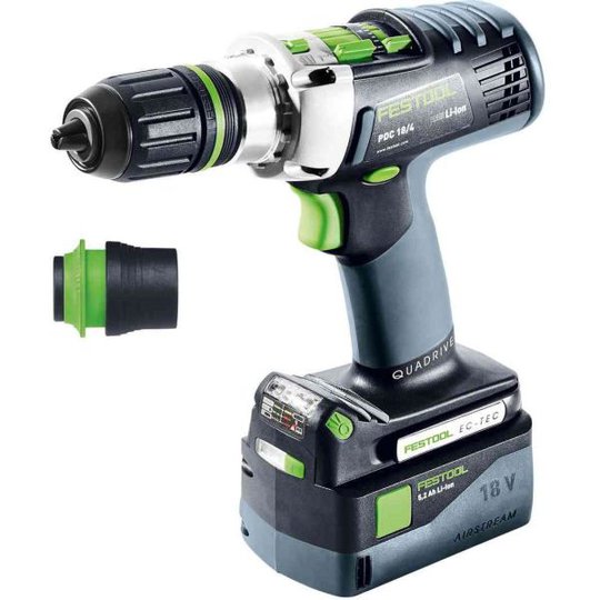 Festool PDC 18/4 5,2/4,0 I-Plus QUADRIVE Akkuiskuporakone sis. akut ja laturin
