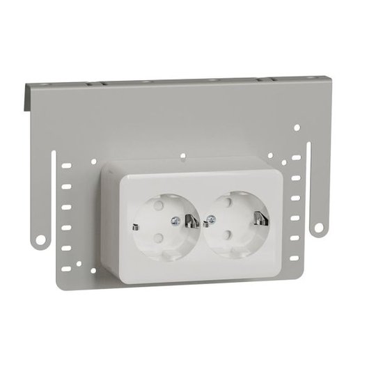 Schneider Electric WDE015789 Seinäpistorasia asennuslevy, maadoitettu, pinta-asennettava 2-toiminen