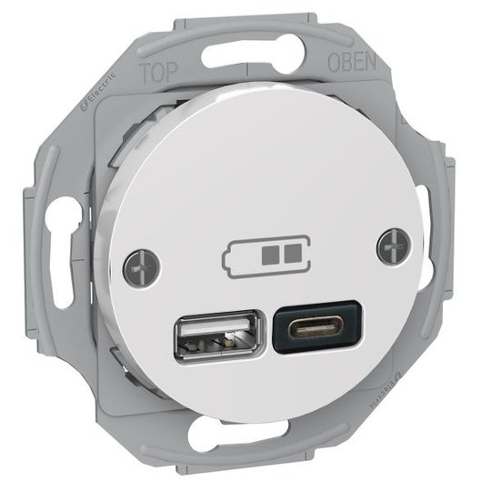 Schneider Electric Renova USB-liitäntä USB tyyppi A+C valkoinen