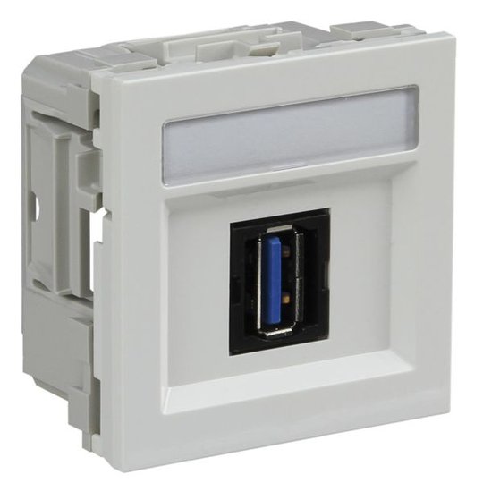 Schneider Electric INS64214 Multimedialiitäntä USB, merkkikilvellä valkoinen